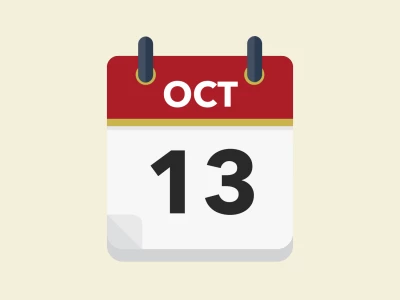 Calendar icon showing 13th October