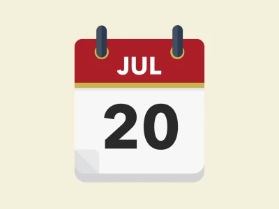 Calendar icon showing 20th July
