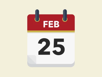 Calendar icon showing 25th February