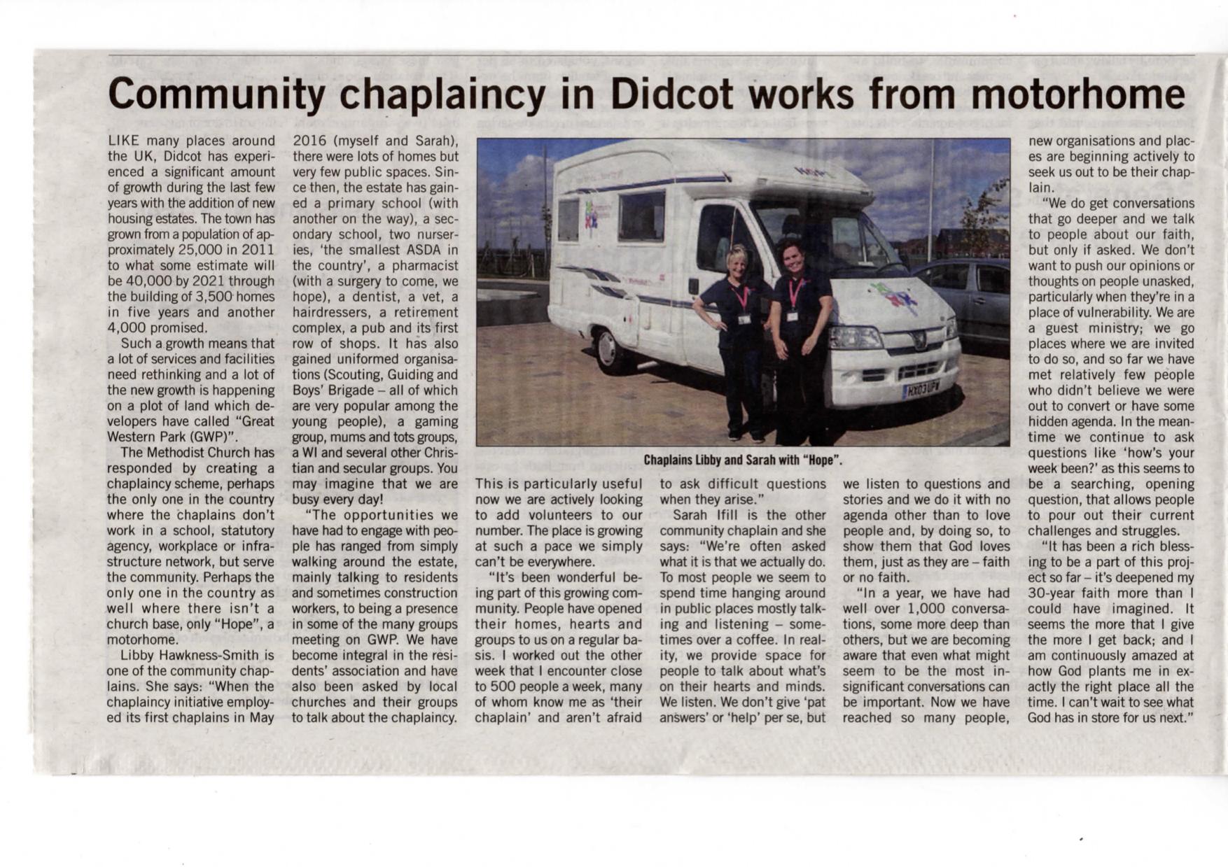 Chaplains - Methodist Recorder 2018 16 November