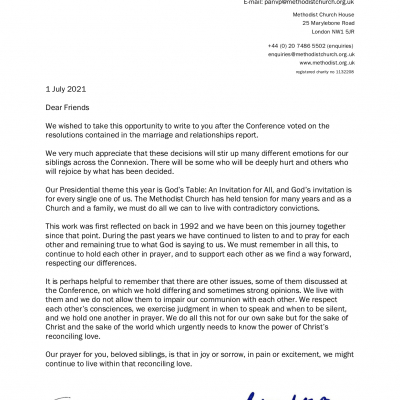 P and VP Pastoral letter 1 July 2021